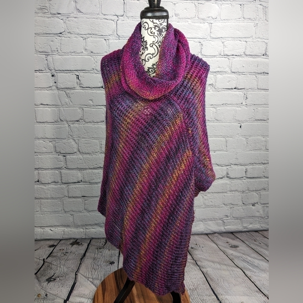 Soft Surroundings Women's One Size stretch Knit cowl Neck popover Cape b18